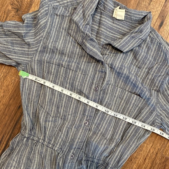 💜S💜 Shirt Dress Embroidered Embroidery Long Sleeve Cuffs Buttondown Stripes - Picture 7 of 8